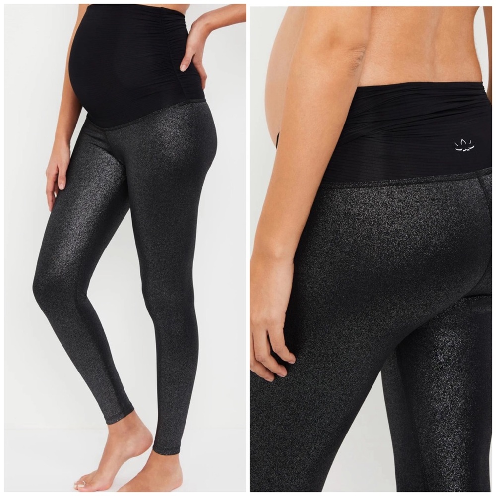NWT Beyond The Bump twinkle foil midi leggings